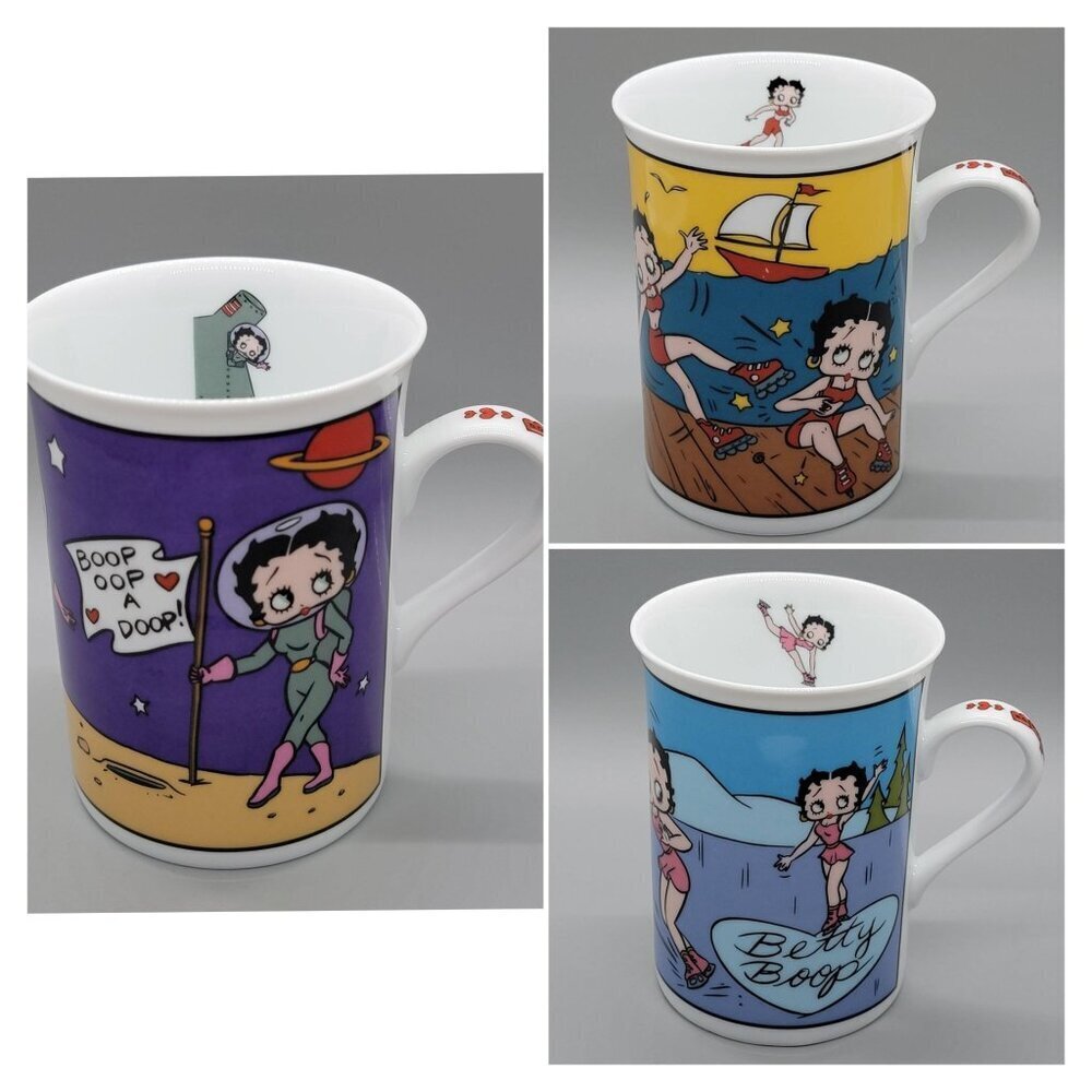 Lot of 3 Danbury Mint Betty Boop Collectible Fine Porcelain Mugs